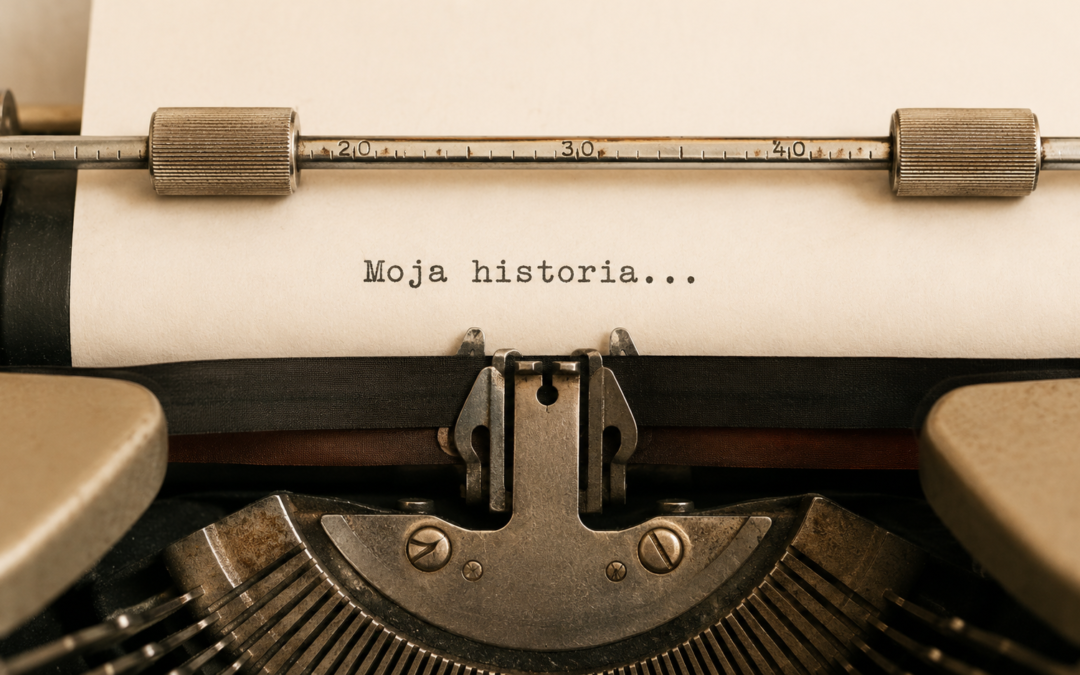 maszyna do pisania z tekstem Moja historia